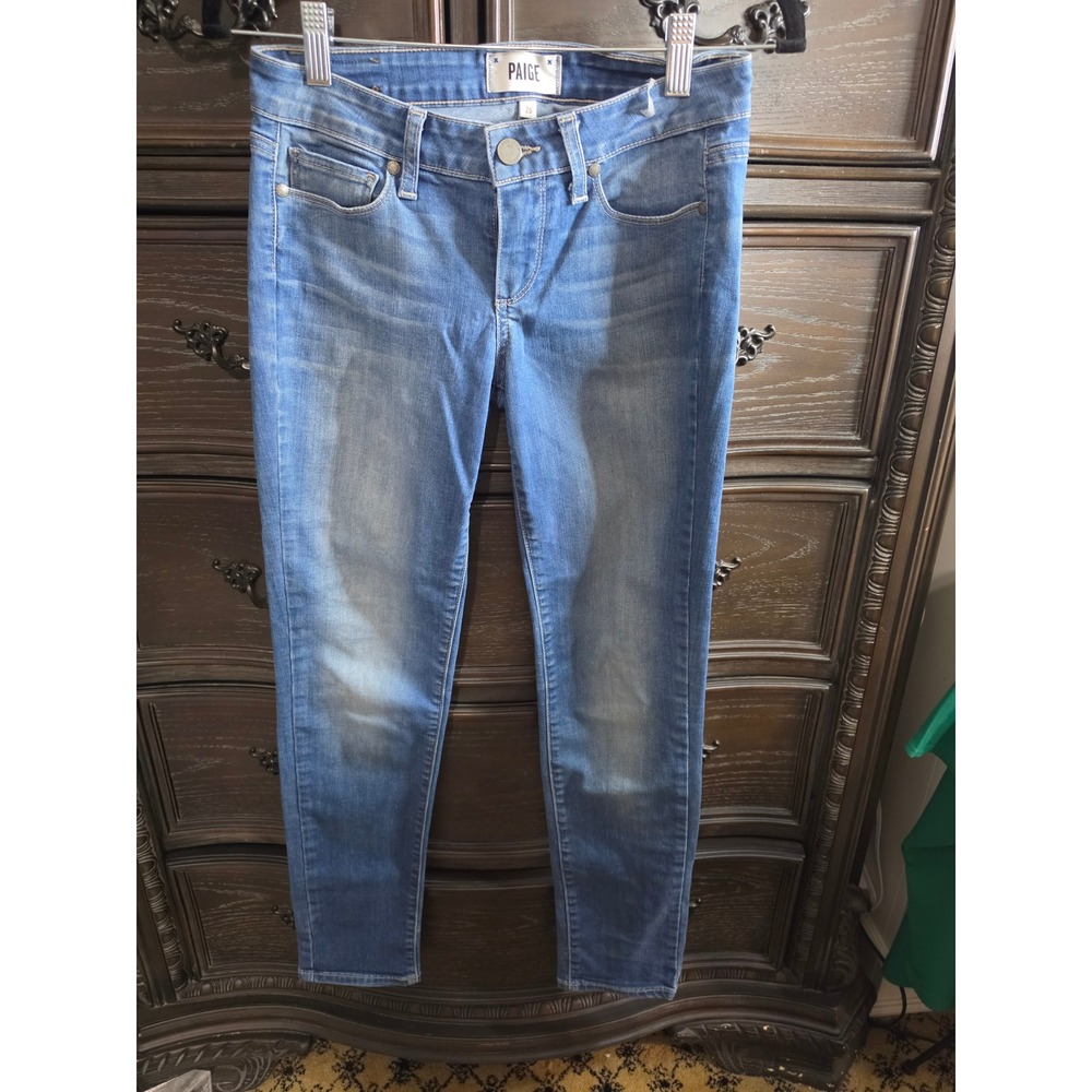 Paige Skyline Ankle Peg Jeans Medium Wash Slim Fit Denim Size 26